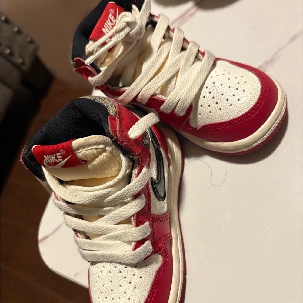 Nike Kids Red and White High-Top Sneakers